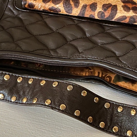 Carlos Falchi Designer Hobo Quilted Brown Handbag - Picture 15 of 16